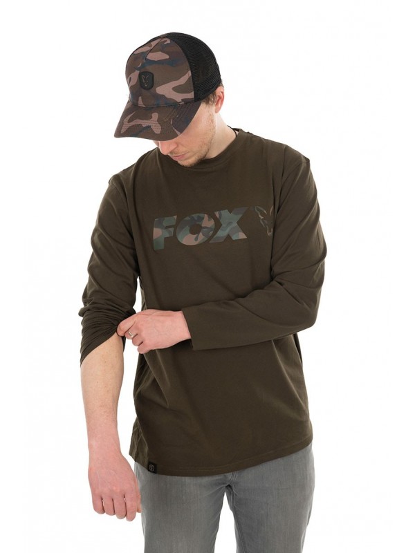 Tričko Fox Khaki/Camo Raglan Long Sleeve T-Shirt Veľkosť XL
