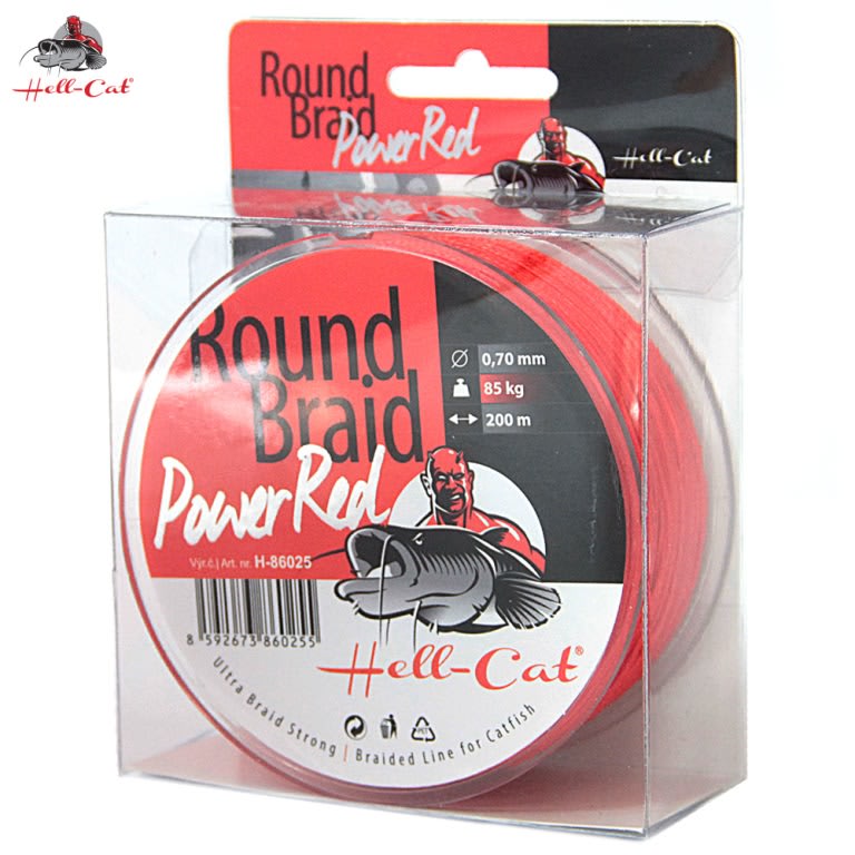 HELL-CAT SPLÉTANÁ ŠŇŮRA ROUND BRAID POWER RED 200M