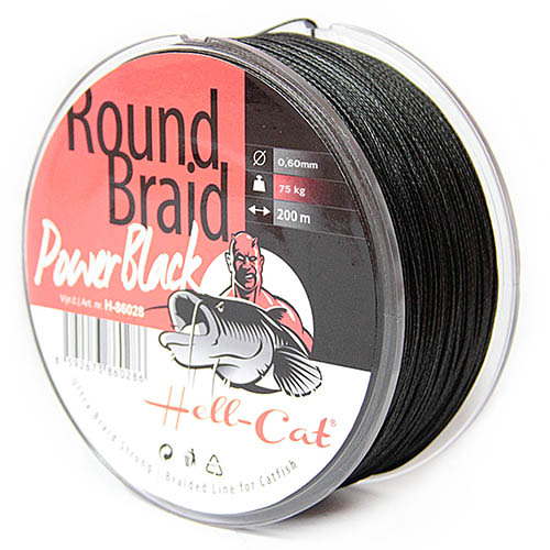 HELL-CAT SPLÉTANÁ ŠŇŮRA ROUND BRAID POWER BLACK 200M 0,50MM, 57,50KG