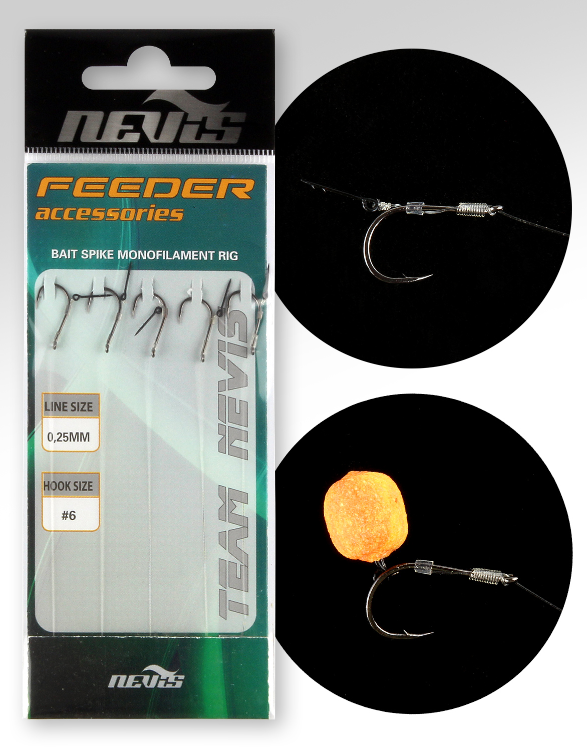 NEVIS Feeder monofil náväzce 6, trňom 5ks