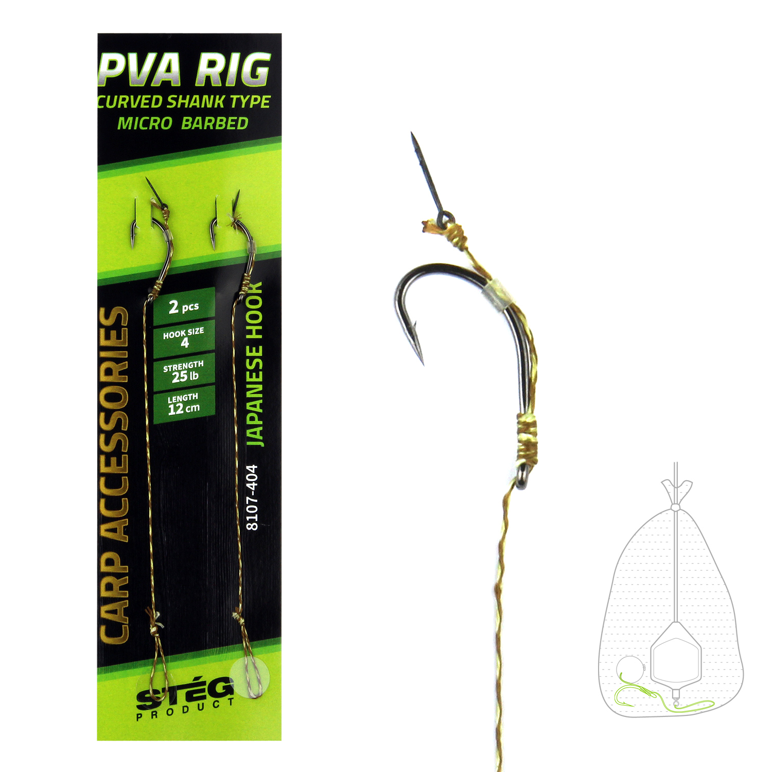 PVA háčik s protihrotom, 12 cm, 8 , 2 ks/bal